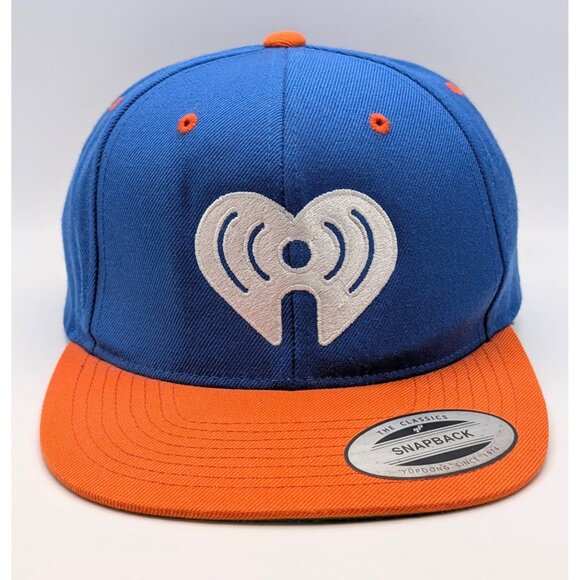 I Heart Radio Cap Hat Adult Snapback Blue & Orange Media Broadcasting Flat Bill - Picture 2 of 5